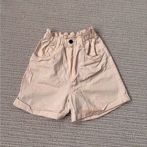 H&M Cream Paperbag Waist Cotton Shorts